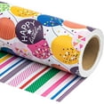thumbnail image 1 of WRAPAHOLIC Birthday Reversible Wrapping Paper - Mini Roll - 17 Inch X 33 Feet - Colorful Balloon with Confetti Design for Birthday, Holiday, Party, Baby Shower, 1 of 5
