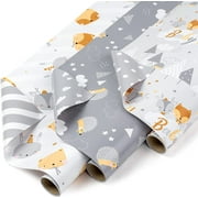 WRAPAHOLIC Decorative Gift Wrapping Paper, Paper Gray, 17"x 20", 3 Piece