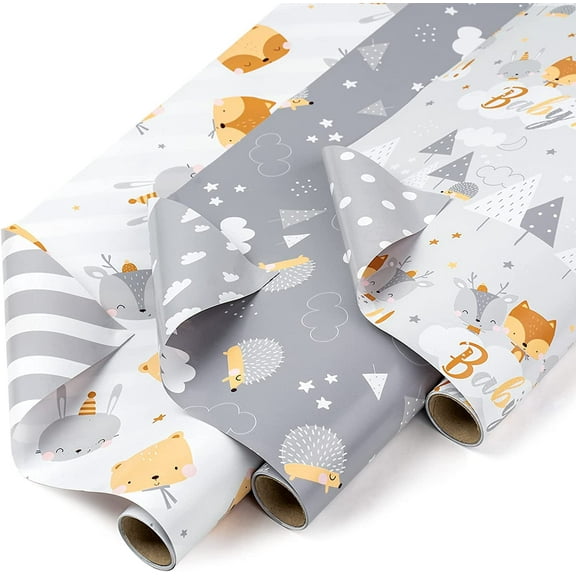 WRAPAHOLIC Decorative Gift Wrapping Paper, Paper Gray, 17"x 20", 3 Piece