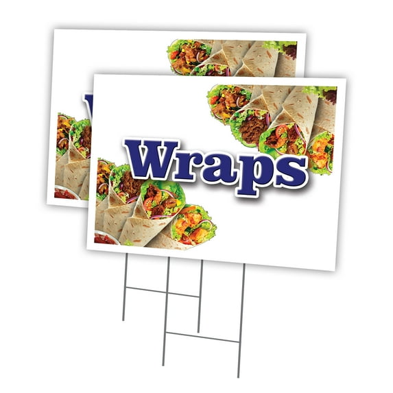 WRAPS 2 Pack Of 12" x 16" Yard Sign & Stake | Advertise Your Business | Stake Included Image On Both Sides | Made in The USA