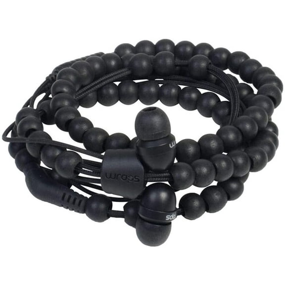 WRAPS Natural Wood Wristband Bracelet In-Ear Headphones (with Mic) - Ebony  [HEADPHONES] Black, With Microphone, In-Ear