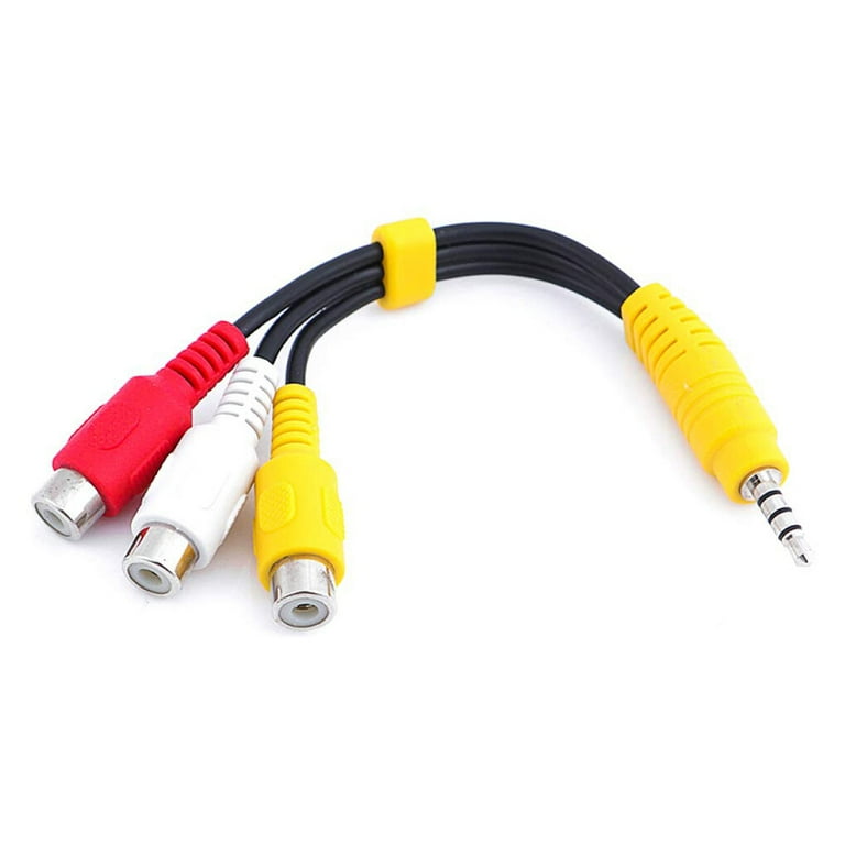 WREA Splitter 3.5mm to 3 RCA Female Audio Video Cable Composite AV Adapter Cord for TV VCR Projector