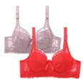 thumbnail image 1 of WREESH 2 Pack Lace Bralette for Women Adjustable Strap Push Up Bras Soft Padded Wireless Plunge Bra Comfortable Everyday Bra Multicolor, 1 of 3