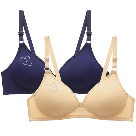 WREESH 2 Pack Lightly Lined Bra T-Shirt Bras Women Bra Soild Wire Underwear Bra Everyday Small Cup Underwear Seamless Adaptive Bra Underwear Beige