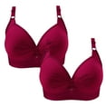 thumbnail image 1 of WREESH 2 Pack Push-Up Bra Adaptive Bra Women Printing Gathered Together Large Size Daily Bra Underwear No Underwire Bras Bra Underwear Red, 1 of 4