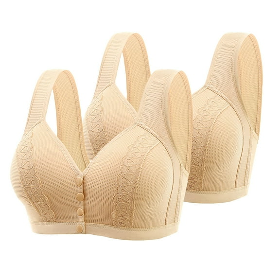 WREESH 2 Pack Push-Up Bra Full-Figure Bra Women Embroidered Glossy Comfortable Breathable Bra Underwear No Underwire Bras Underwear Yellow