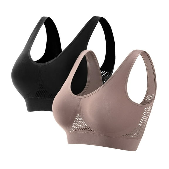 WREESH 2 Pack Sports Bras for Women, Seamless Comfortable Yoga Bra with Soft Pads Black