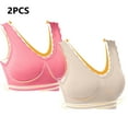 thumbnail image 1 of WREESH 2 Pack Support Bra Adaptive Bra Women Lace Splicing Glossy Comfortable Breathable Bra Underwear No Underwire Bras Underwear Watermelon Red, 1 of 9