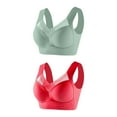 thumbnail image 1 of WREESH 2 Pack T-Shirt Bra Women Underwire Underwear Thin Lace Solid Color Push-Up Adjustment Bra Back-Smoothing Seamless Bra Underwear Red, 1 of 2