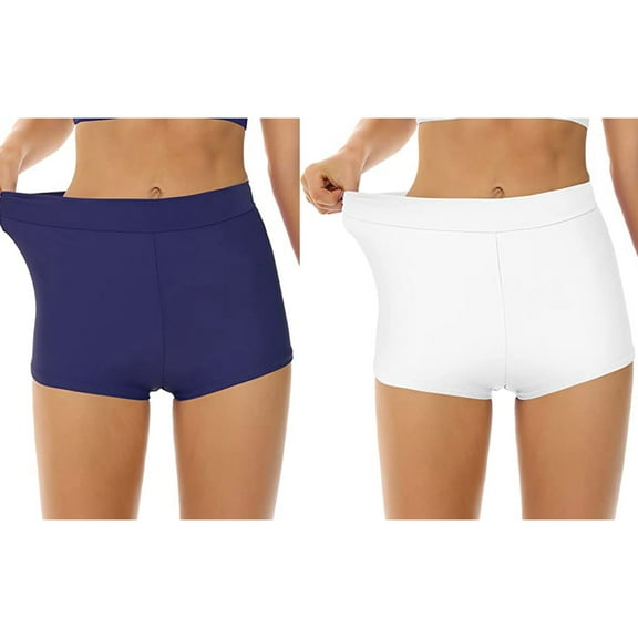 WREESH 2-Pack Women's 3" Inseam Swim Shorts, Stretchy Athletic Tankini Bottoms, Quick-Dry Sport Swimsuit for Beach & Pool