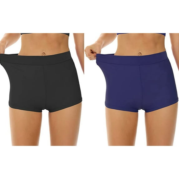WREESH 2-Pack Women's 3" Inseam Swim Shorts, Stretchy Athletic Tankini Bottoms, Quick-Dry Sport Swimsuit for Beach & Pool