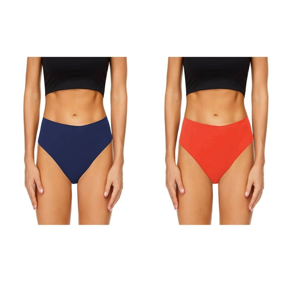 WREESH 2-Pack Women's High-Waist Bikini Bottoms, Quick-Dry Swimwear with Tummy Control, Athletic & Vacation Swim Bottoms