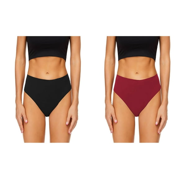 WREESH 2-Pack Women's High-Waist Bikini Bottoms, Quick-Dry Swimwear with Tummy Control, Athletic & Vacation Swim Bottoms