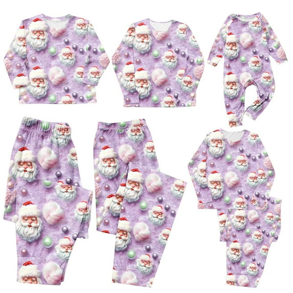 WREESH 2025 Baby Christmas Family Matching Pajama Set 2-Piece Printed Pants Top Holiday Homewear Cozy Fleece Sleepwear Lounge Set 3 Months