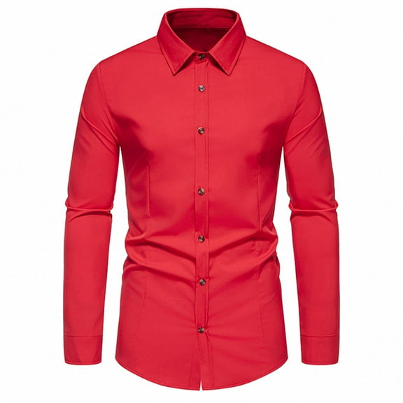 WREESH Mens Long Sleeve Dress Shirt Regular Fit Solid Wrinkle Free Business Casual Button Down Office Shirts