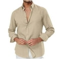 thumbnail image 1 of WREESH Mens Linen Cotton Button Down Shirt Long Sleeve Casual Beach Collared Lightweight Breathable Tops, 1 of 6