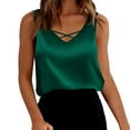 thumbnail image 1 of WREESH Women Satin Criss Cross V Neck Tank Top Dressy Summer Sleeveless Blouse Silk Shirt, 1 of 5