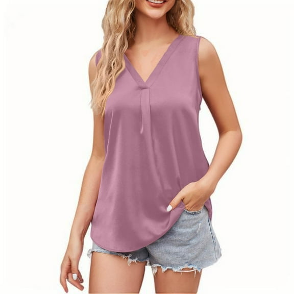 WREESH Women's Chiffon Tunic Tank Top Sleeveless Dressy Casual Blouse Loose V Neck Summer Work Shirt 2025