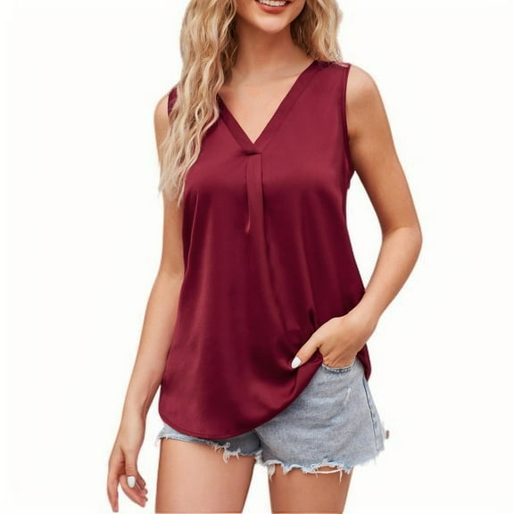 WREESH Women's Chiffon Tunic Tank Top Sleeveless Dressy Casual Blouse Loose V Neck Summer Work Shirt 2025