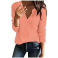 thumbnail image 1 of WREESH 2025 Fashion Tops Women's Solid Color-Neck Long Sleeved Regular Sleeve Top, 1 of 4