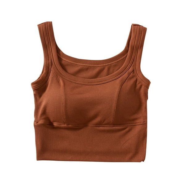 WREESH Women's Square Neck Sports Bra Tank Top Longline Workout Crop Yoga Built in Pads Slit Hem