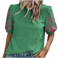 thumbnail image 1 of WREESH 2025 Fashion Tops Women's Summer Casual Round Neck Short Sleeve Solid Color Pullover Blouse, 1 of 8