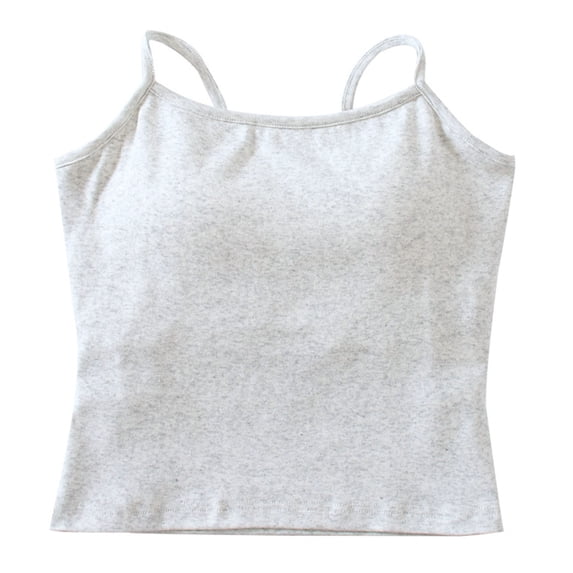 WREESH Women Cotton Spaghetti Strap Camisole with Built in Bra Basic Cami Tank Top Undershirt Sleeveless Summer