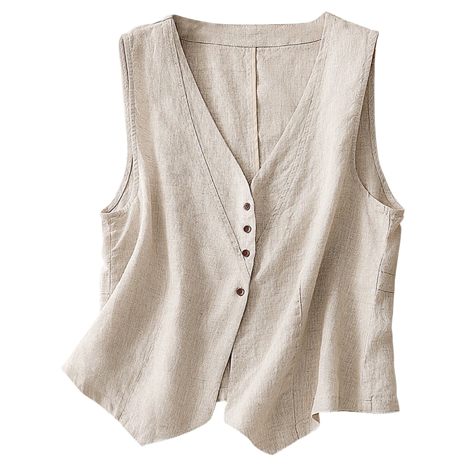 Womens Button Vest Casual V-Neck Sleeveless Blazer Lightweight Jacket Waistcoat