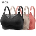 thumbnail image 1 of WREESH 3 Pack Full Support Bra Women Embroidered Glossy Comfortable Breathable Bra Underwear No Rims Lace Padded Bra Underwear Orange, 1 of 1