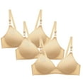 thumbnail image 1 of WREESH 3 Pack Lightly Lined Bra T-Shirt Bras Women Bra Soild Wire Underwear Bra Everyday Small Cup Underwear Seamless Adaptive Bra Underwear Beige, 1 of 4