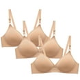 thumbnail image 1 of WREESH 3 Pack Lightly Lined Bra T-Shirt Bras Women Bra Soild Wire Underwear Bra Everyday Small Cup Underwear Seamless Adaptive Bra Underwear Khaki, 1 of 4