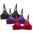 thumbnail image 1 of WREESH 3 Pack Lightly Lined Bra T-Shirt Bras Women Bra Soild Wire Underwear Bra Everyday Small Cup Underwear Seamless Adaptive Bra Underwear Red, 1 of 6