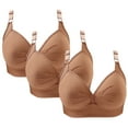 thumbnail image 1 of WREESH 3 Pack Push-Up Bra Adaptive Bra Women Printing Gathered Together Large Size Daily Bra Underwear No Underwire Bras Underwear Brown, 1 of 5