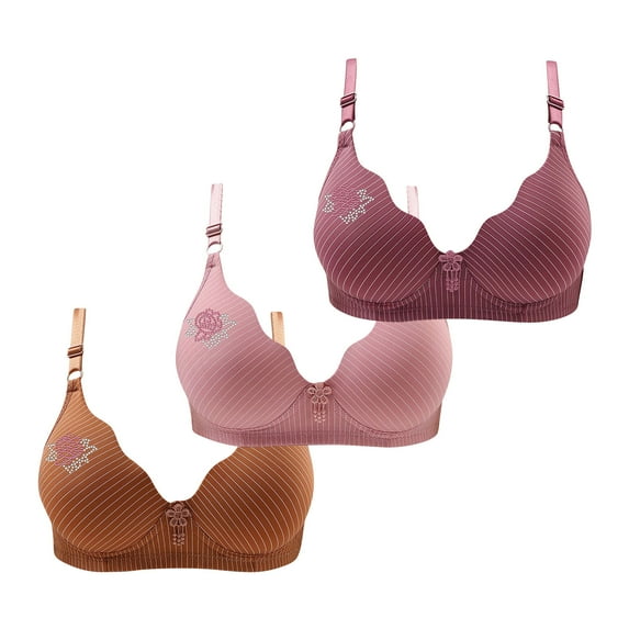WREESH 3 Pack Push-Up Bra Balconette Bra Women Comfortable Breathable Bra Underwear No Underwire Bras Underwear Brown
