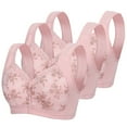 thumbnail image 1 of WREESH 3 Pack Push-Up Bra Women Comfortable Lace Breathable Bra Underwear No Underwire Bras Underwear Red, 1 of 4