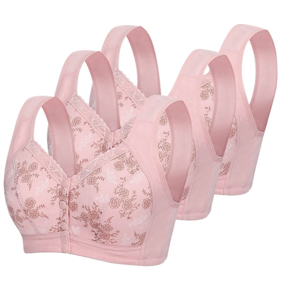 WREESH 3 Pack Push-Up Bra Women Comfortable Lace Breathable Bra Underwear No Underwire Bras Underwear Red