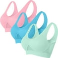 thumbnail image 1 of WREESH 3 Pack Seamless Sports Bras for Women Breathable Cool Bras Comfortable Mesh Workout Yoga Bra Support Scoop Bras Pink, 1 of 6