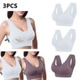 thumbnail image 1 of WREESH 3 Pack Support Bra Adaptive Bra Women Lace Splicing Glossy Comfortable Breathable Bra Underwear No Underwire Bras Underwear Gray, 1 of 9