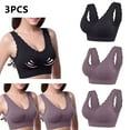thumbnail image 1 of WREESH 3 Pack Support Bra Adaptive Bra Women Lace Splicing Glossy Comfortable Breathable Bra Underwear No Underwire Bras Underwear Gray, 1 of 9