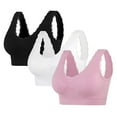 thumbnail image 1 of WREESH 3 Pack Support Bra Adaptive Bra Women Yoga Solid Sleeveless Cold Shoulder Casual Tanks Blouse Tops Intimates Seamless Padded Bra Underwear Pink, 1 of 3