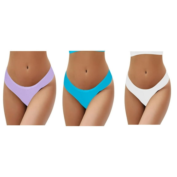WREESH 3-Pack Women's Low-Rise Cheeky Bikini Bottoms, Quick-Dry Seamless Briefs Swimwear , Bathing Suit Bottom for Beach & Pool