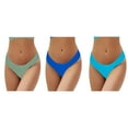 thumbnail image 1 of WREESH 3-Pack Women's Low-Rise Cheeky Bikini Bottoms, Quick-Dry Seamless Briefs Swimwear , Bathing Suit Bottom for Beach & Pool, 1 of 9