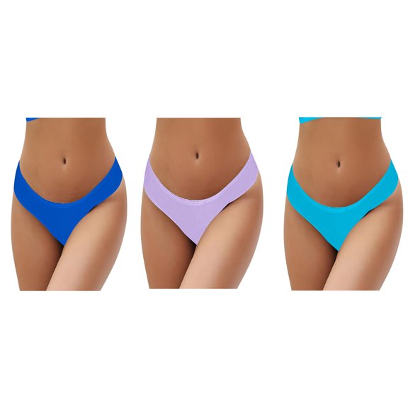 WREESH 3-Pack Women's Low-Rise Cheeky Bikini Bottoms, Quick-Dry Seamless Briefs Swimwear , Bathing Suit Bottom for Beach & Pool