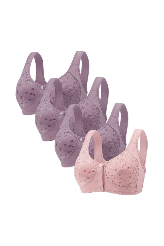 4 Pack Push-Up Bra Adaptive Bra Women Solid Color Comfortable Hollow Out Perspective Bra Underwear No Underwire Bras Underwear Brown