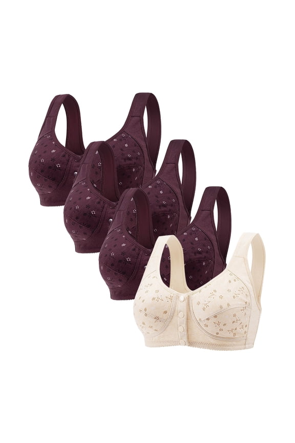 4 Pack Push-Up Bra Adaptive Bra Women Solid Color Comfortable Hollow Out Perspective Bra Underwear No Underwire Bras Underwear White