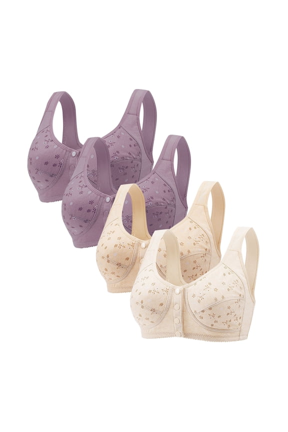 4 Pack Push-Up Bra Adaptive Bra Women Solid Color Comfortable Hollow Out Perspective Bra Underwear No Underwire Bras Underwear Wine