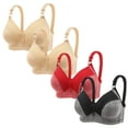 thumbnail image 1 of WREESH 4 Pack Push-Up Bra Women Plus Size Lace Solid Color No Underwire Bras Wireless Bras Buckle Underwear Bra Adaptive Bra Underwear Beige, 1 of 4