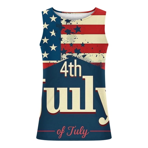 WREESH 4th of July Shirts Men's Printed Crew Neck Tank Top Summer Casual Fashion Workout Tops Multicolor