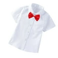 thumbnail image 1 of QTBIUQ Boys Short Sleeve Dress Shirt 2-14 Years Formal Button Down School Uniform Shirt with Neck Tie Set Toddler Boy Clothes, 1 of 5