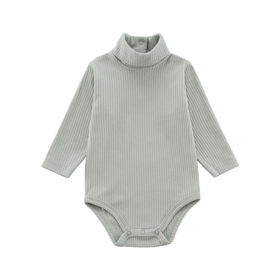 WREESH Baby Boys Girls Romper Spring Solid Color Cute Romper Long Sleeve Button Sweatshirt Jumpsuits Green